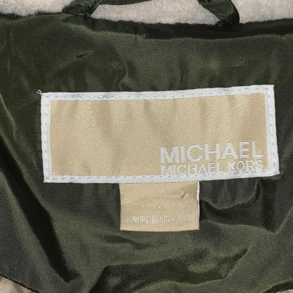 MICHAEL KORS Women's Quilted Jacket Size M. Olive Green Faux Fur Sherpa … - Picture 7 of 11